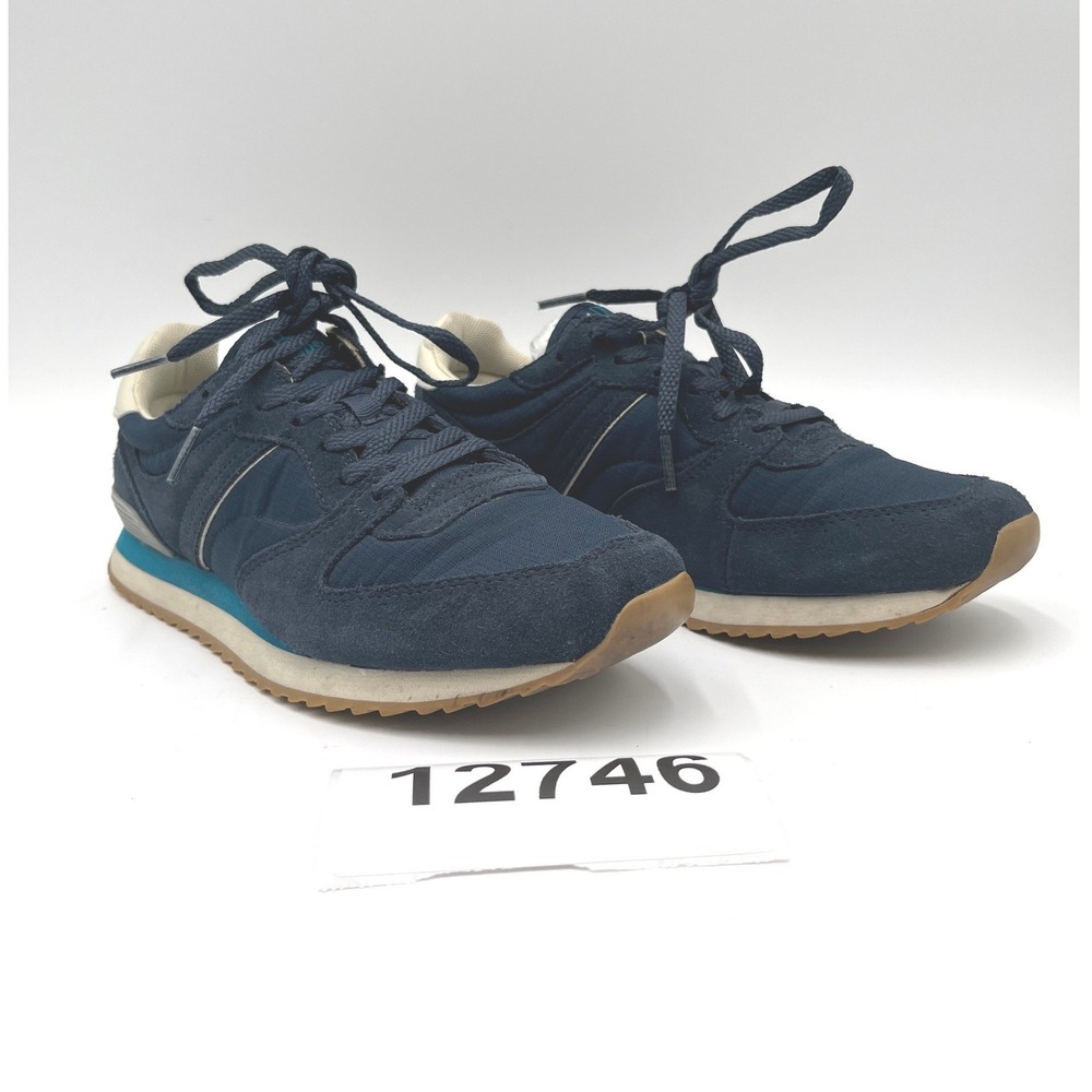 Lands' End Retro Sneakers Womens 9.5 Royal Blue Suede Athletic Shoes Lace Up